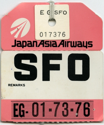 Baggage destination tag: Japan Asia Airways