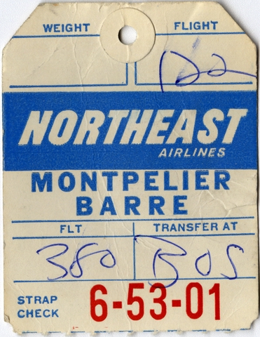 Baggage destination tag: Northeast Airlines