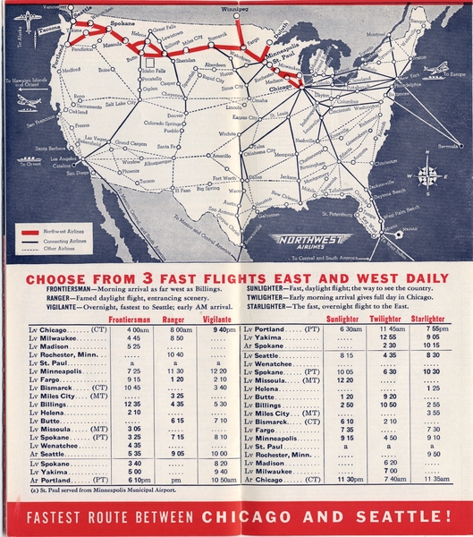 Image: timetable: Northwest Airlines