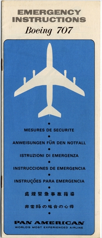 Safety information card: Pan American World Airways, Boeing 707