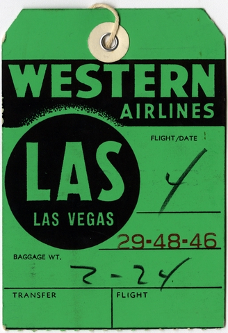 Baggage destination tag: Western Airlines
