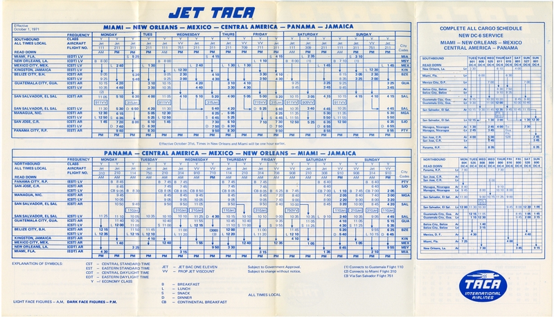 Image: timetable: TACA International Airlines