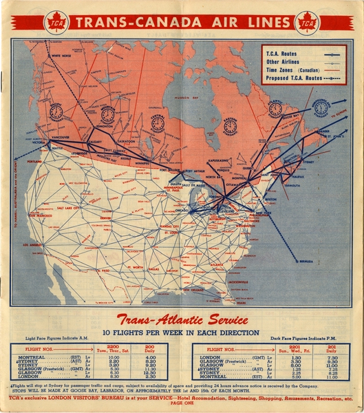 Image: timetable: Trans-Canada Air Lines (TCA)