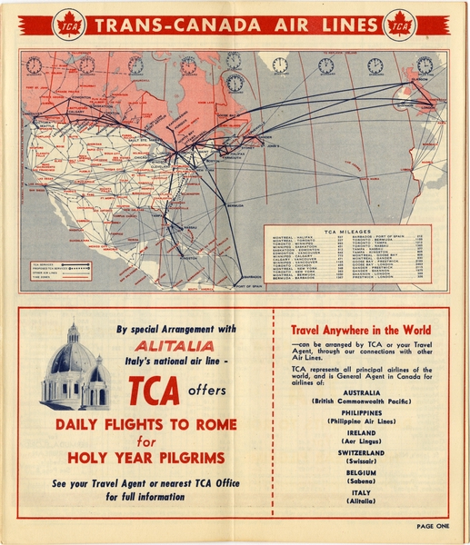 Image: timetable: Trans-Canada Air Lines (TCA), summer schedule