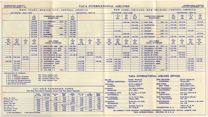 Image: timetable: TACA International Airlines