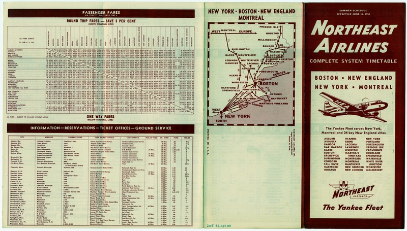 Image: timetable: Northeast Airlines