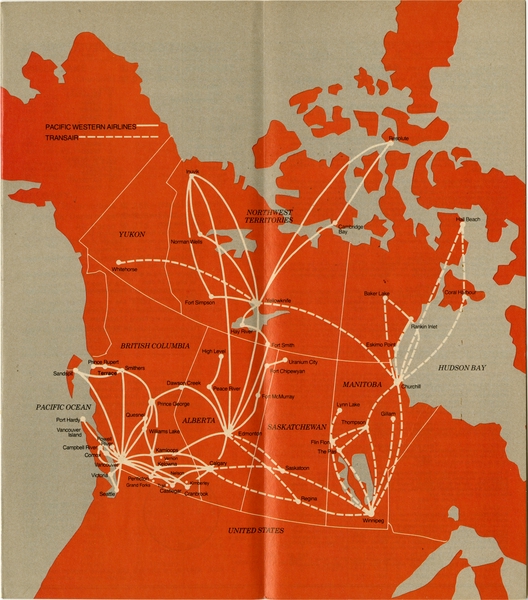 Image: timetable: Pacific Western Airlines (PWA) and Transair