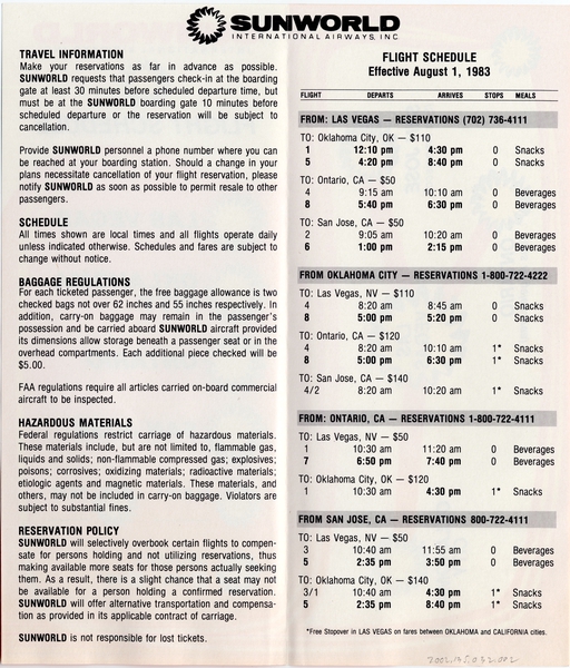 Image: timetable: Sunworld International Airways