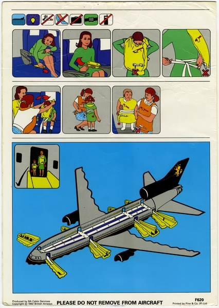 Image: safety information card: Caledonian Airways, Lockheed L-1011 TriStar