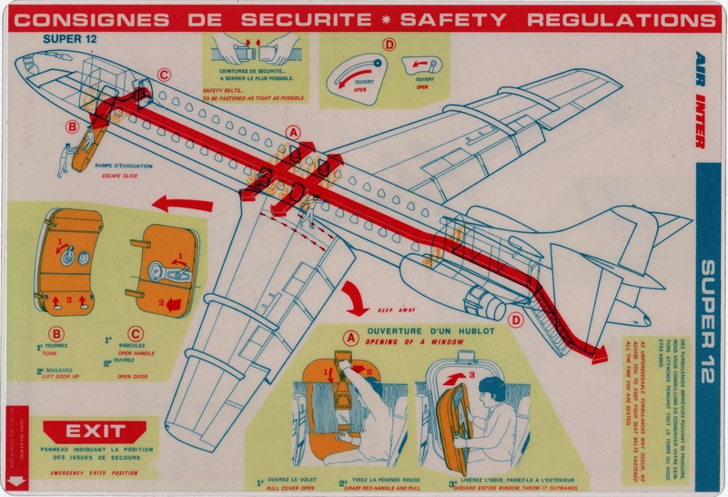 Image: safety information card: Air Inter, Sud Aviation 12 Caravelle 