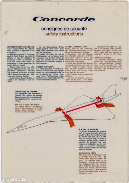 Image: safety information card: Concorde