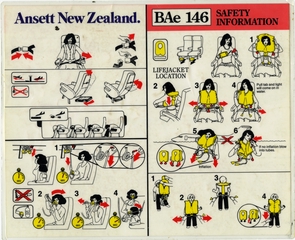 Image: safety information card: Ansett New Zealand, British Aerospace BAe-146