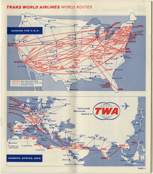Image: timetable: TWA (Trans World Airlines)