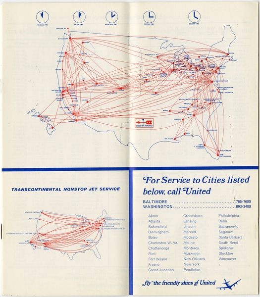 Image: timetable: United Air Lines, quick reference, Washington and Baltimore