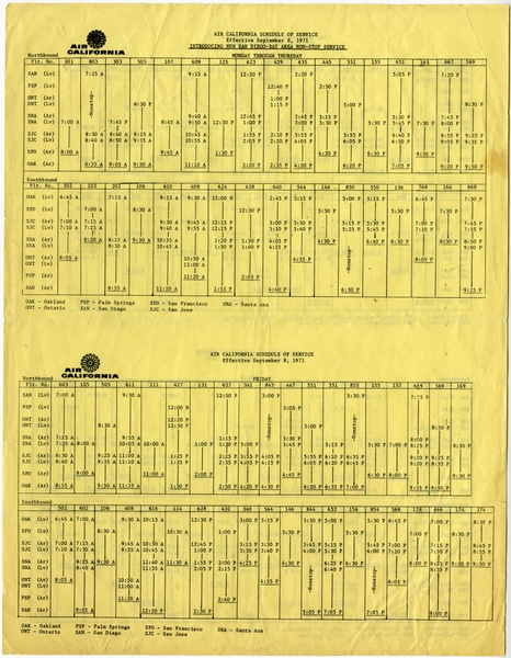 Image: timetable: Air California