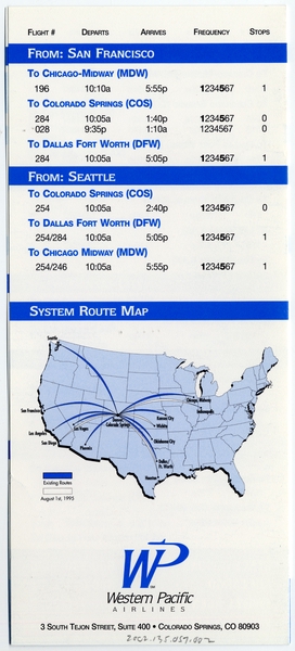 Image: timetable: Western Pacific Airlines