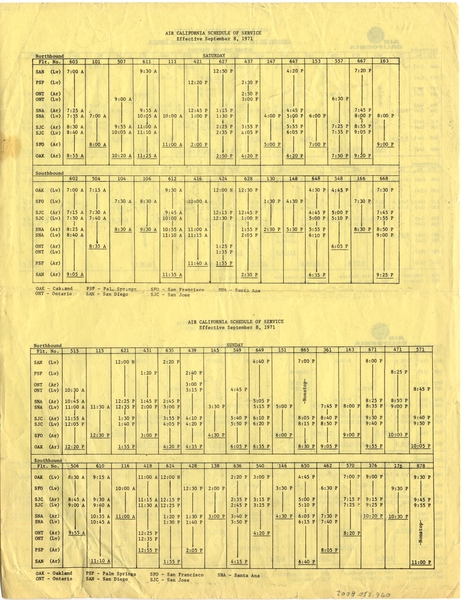 Image: timetable: Air California