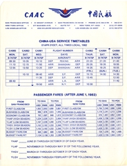 Image: timetable / fare information: CAAC (Civil Aviation Administration of China)