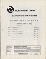 Image: timetable: Northwest Orient Airlines, C.A.B.