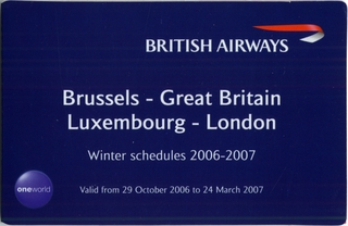 Image: pocket timetable: British Airways, winter schedule