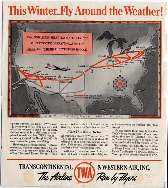 Image: timetable: Transcontinental & Western Air (TWA)