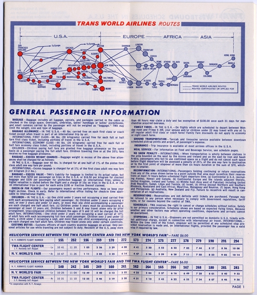 Image: timetable: TWA (Trans World Airlines)