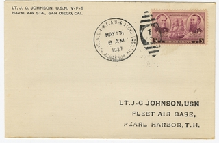 Image: airmail flight cover: U.S. Navy, Hawaii - Midway Island Mass Return Flight, May 10, 1937