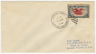 Image: airmail flight cover: First U.S. Navy four-engined seaplane flight, San Diego, California - Pearl Harbor, Hawaii, April 5-6, 1940