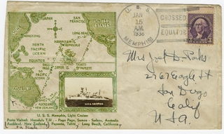 Image: mail ship cover: Pacific Naval Ship, U.S.S. Memphis, January 15, 1938