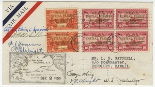 Image: airmail flight cover: Pan American Airways, first eastbound from Manila to Honolulu, December 2-5, 1935