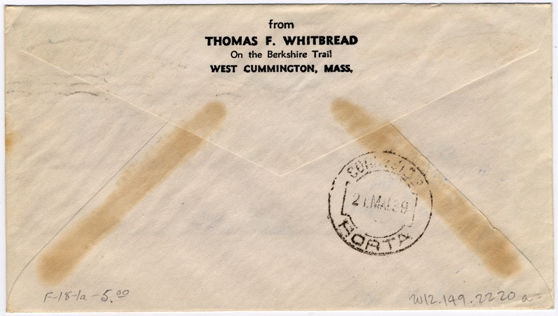 Image: airmail flight cover: Pan American Airways, FAM-18, first airmail flight, New York - Horta route