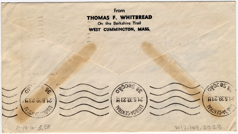 Image: airmail flight cover: Pan American Airways, FAM-18, first airmail flight, New York - Lisbon route