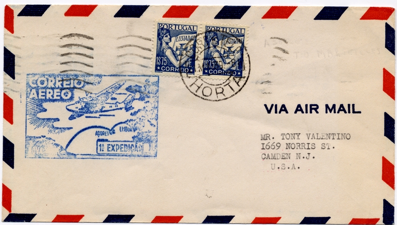 Image: airmail flight cover: Pan American Airways, FAM-18, first airmail flight, Horta - Marseilles route