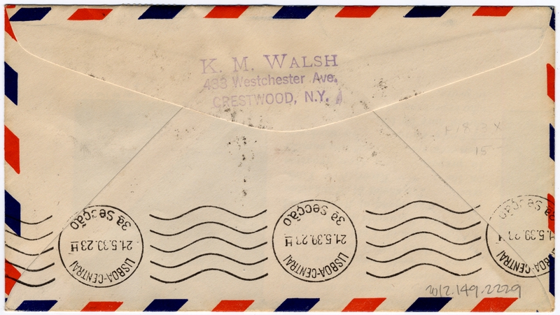 Image: airmail flight cover: Pan American Airways, FAM-18, first airmail flight, Horta - Lisbon route