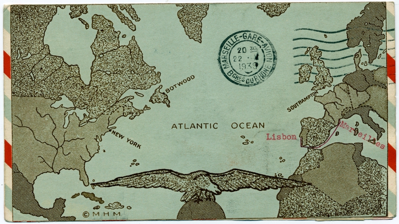 Image: airmail flight cover: Pan American Airways, FAM-18, first airmail flight, Lisbon - Marseilles route