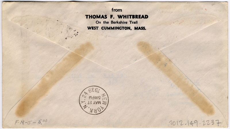 Image: airmail flight cover: Pan American Airways, FAM-18, first airmail flight, Lisbon - New York route