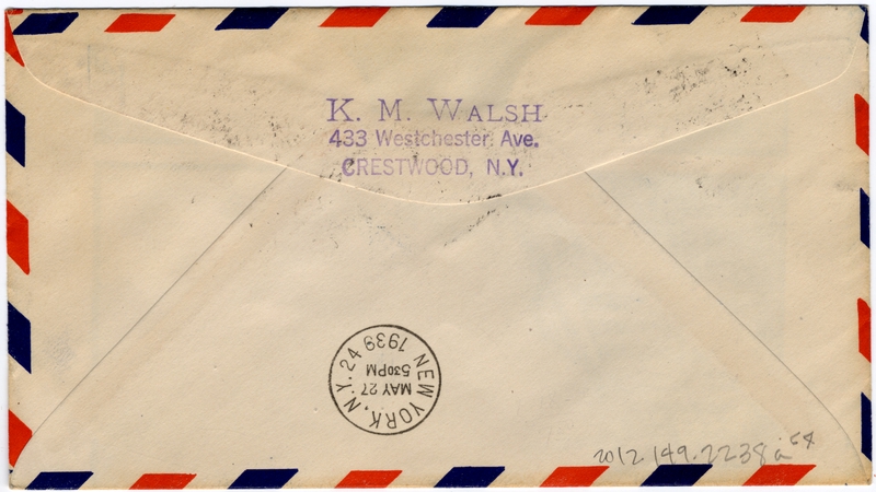 Image: airmail flight cover: Pan American Airways, FAM-18, first airmail flight, Lisbon - New York route