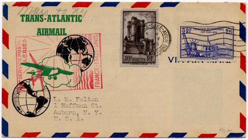 Image: airmail flight cover: Pan American Airways, FAM-18, first airmail flight, Marseilles - New York route