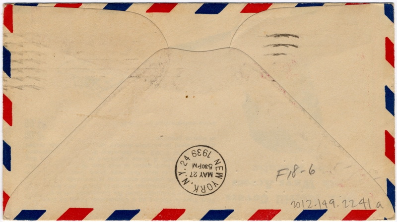 Image: airmail flight cover: Pan American Airways, FAM-18, first airmail flight, Marseilles - New York route