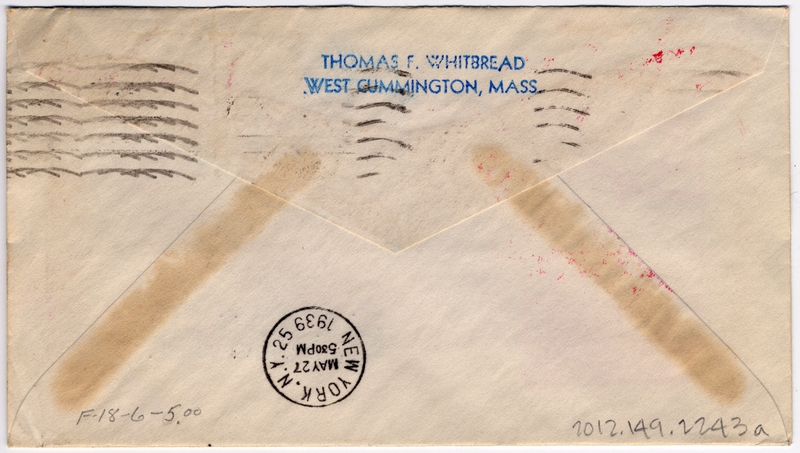Image: airmail flight cover: Pan American Airways, FAM-18, first airmail flight, Marseilles - New York route