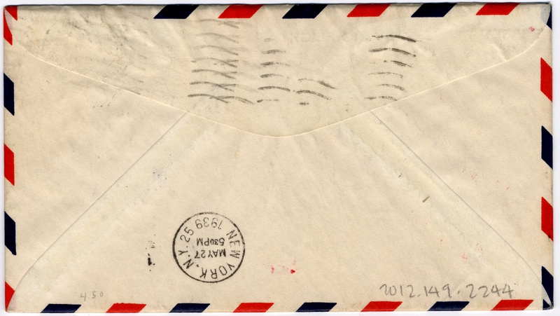 Image: airmail flight cover: Pan American Airways, FAM-18, first airmail flight, Marseilles - New York route
