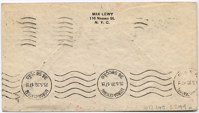 Image: airmail flight cover: Pan American Airways, FAM-18, first airmail flight, Marseilles - Lisbon route