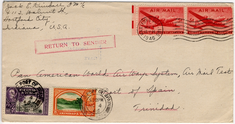 Image: airmail flight cover: Pan American Airways, 1946 airmail test