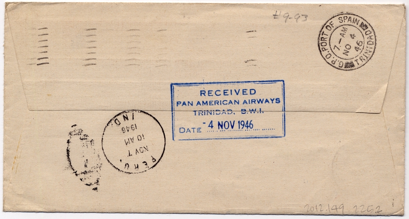 Image: airmail flight cover: Pan American Airways, 1946 airmail test