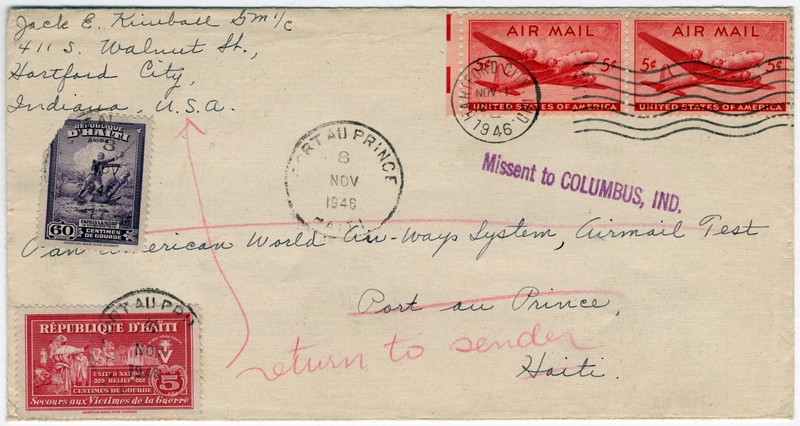 Image: airmail flight cover: Pan American Airways, 1946 airmail test
