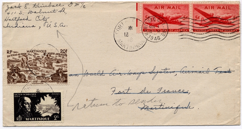 Image: airmail flight cover: Pan American Airways, 1946 airmail test