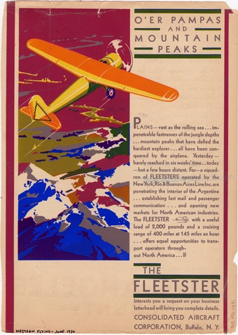Advertisement: New York, Rio & Buenos Aires Line (NYRBA), Consolidated Aircraft Corporation Commodore and Fleetster