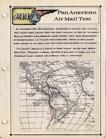 Airmail flight cover text: Pan American Airways, airmail test