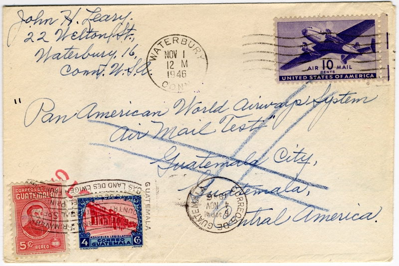 Image: airmail flight cover: Pan American Airways, 1946 airmail test