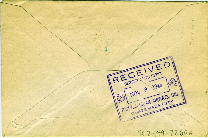 Image: airmail flight cover: Pan American Airways, 1946 airmail test